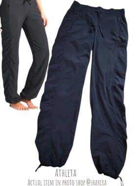 Athleta Women's La Viva Pants Ruched Lightweight studio pant Joggers Black 0